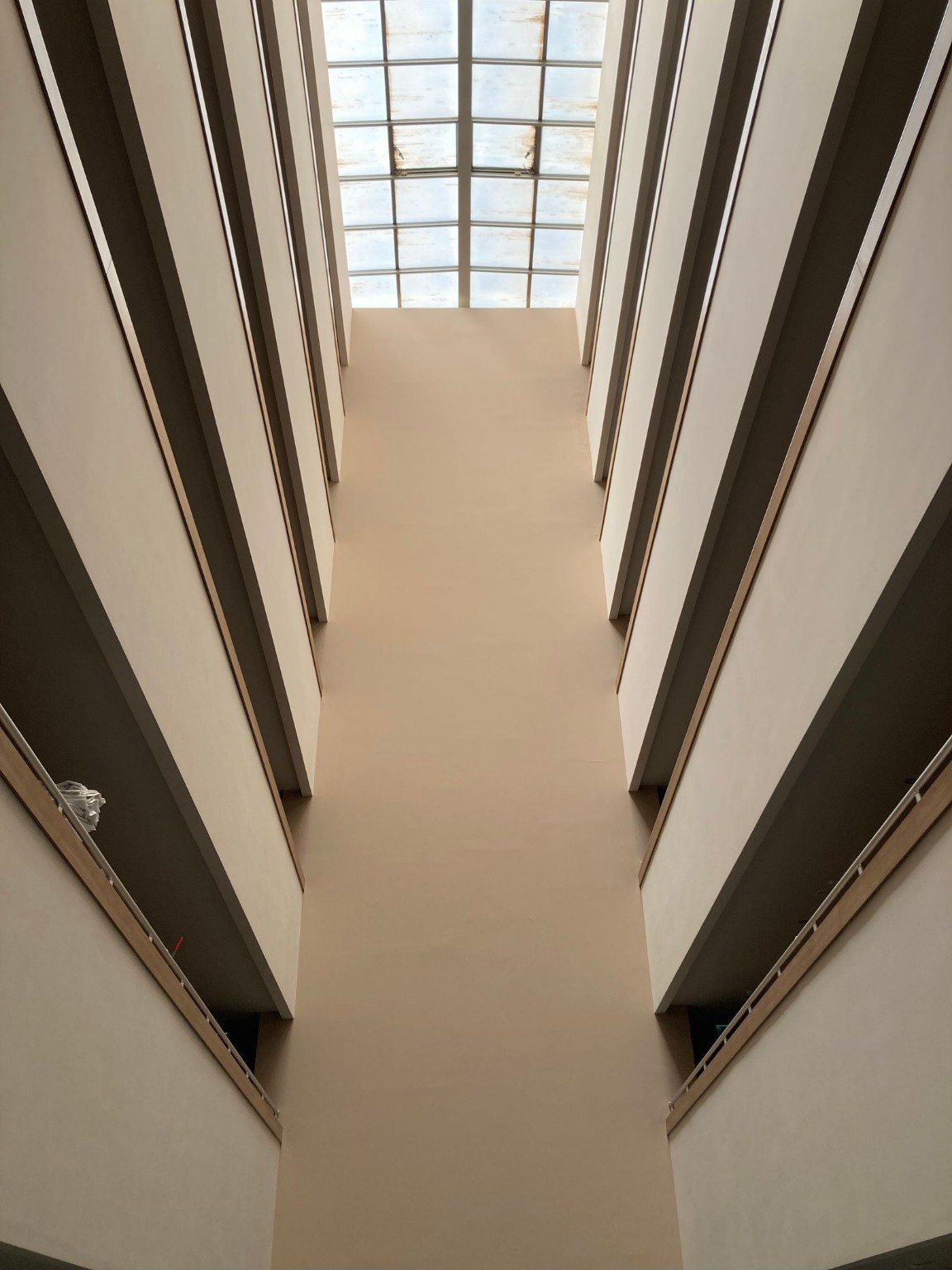 Tall atrium with skylight and structural rhythm